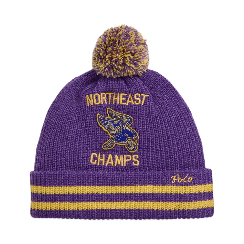 Polo Ralph Lauren Basketball Patch Pom Pom Beanie "Purple"