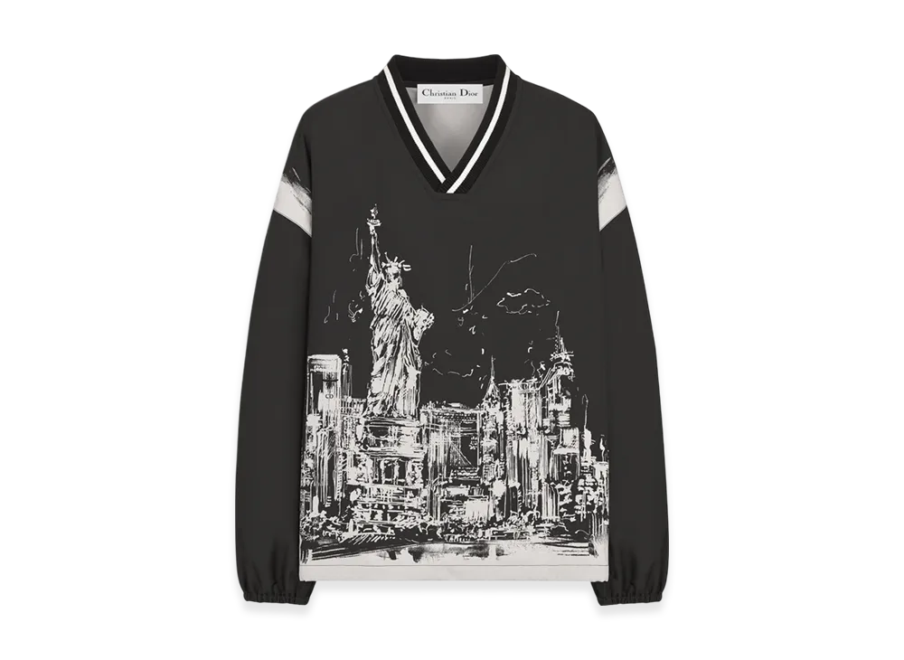 Dior Women's Technical Taffeta Jacquard with New York Motif Pullover Anorak "Black/White"