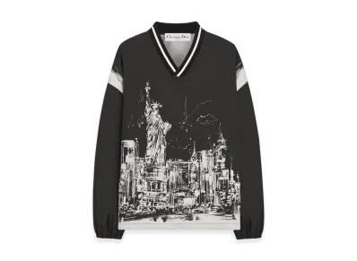 Dior Women's Technical Taffeta Jacquard with New York Motif Pullover Anorak "Black/White"