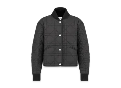 Dior Women's Quilted Technical Taffeta Macrocannage Bomber Jacket "Black"