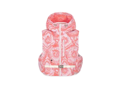 Dior Women's Technical Taffeta Jacquard with Toile De Jouy Soleil Motif Dioriviera Hooded Sleeveless Vest "White/Coral"