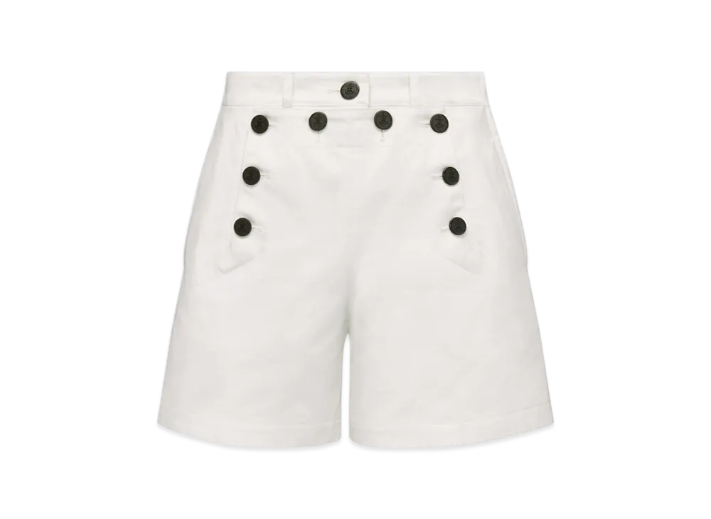 Dior Women's Cotton Gabardine Sailor Shorts "White"