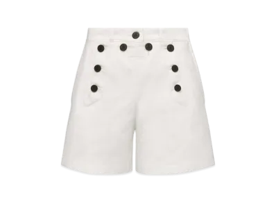 Dior Women's Cotton Gabardine Sailor Shorts "White"