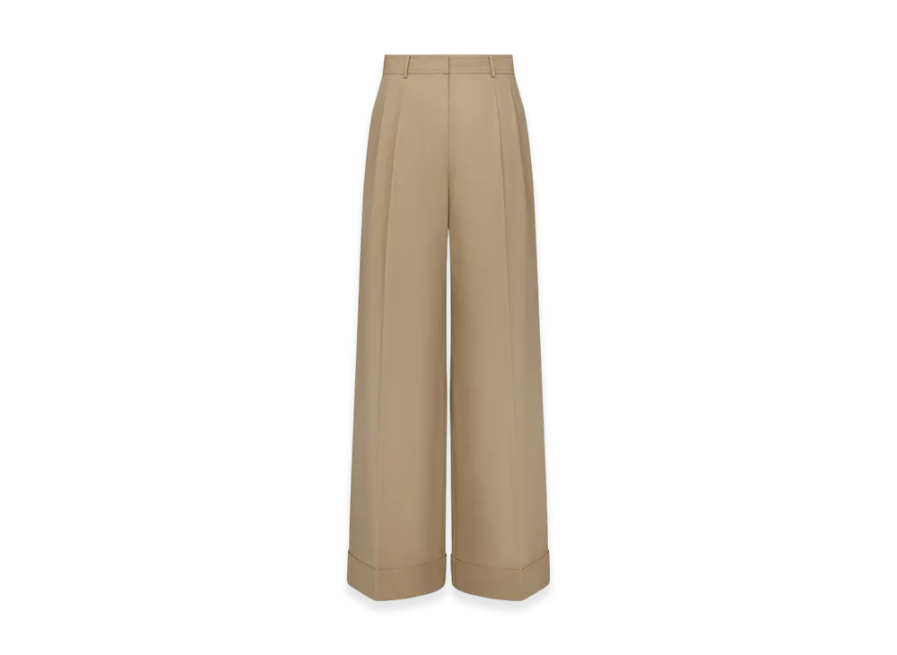 Dior Women's Cotton Gabardine Wide Leg Pants "Beige"
