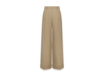 Dior Women's Cotton Gabardine Wide Leg Pants "Beige"