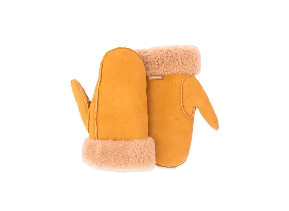 MIU MIU Suede Sheep Skin Gloves "Beige/Camel"