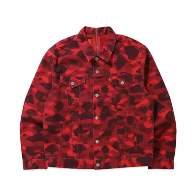A BATHING APE x Levi's COLOR CAMO TRUCKER JACKET "Red Camo"