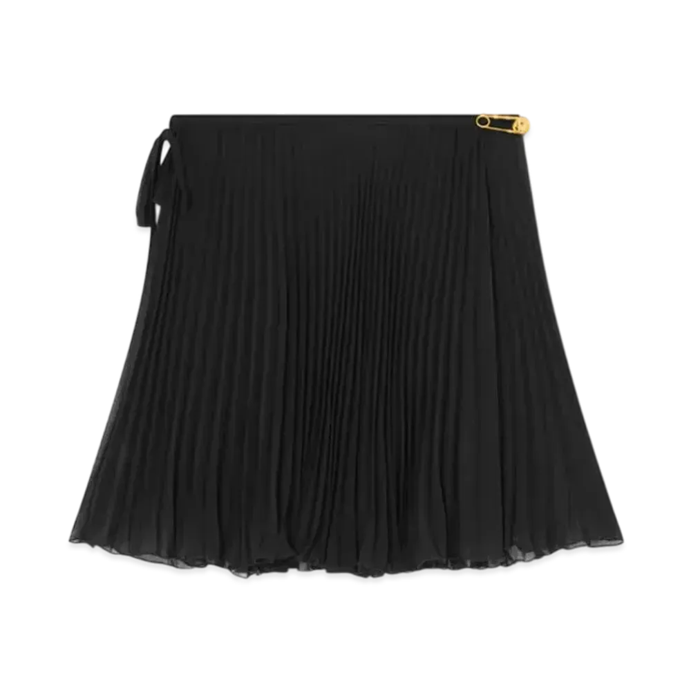 Versace Safety Pin Cover-Up Pleated Skirt "Black"
