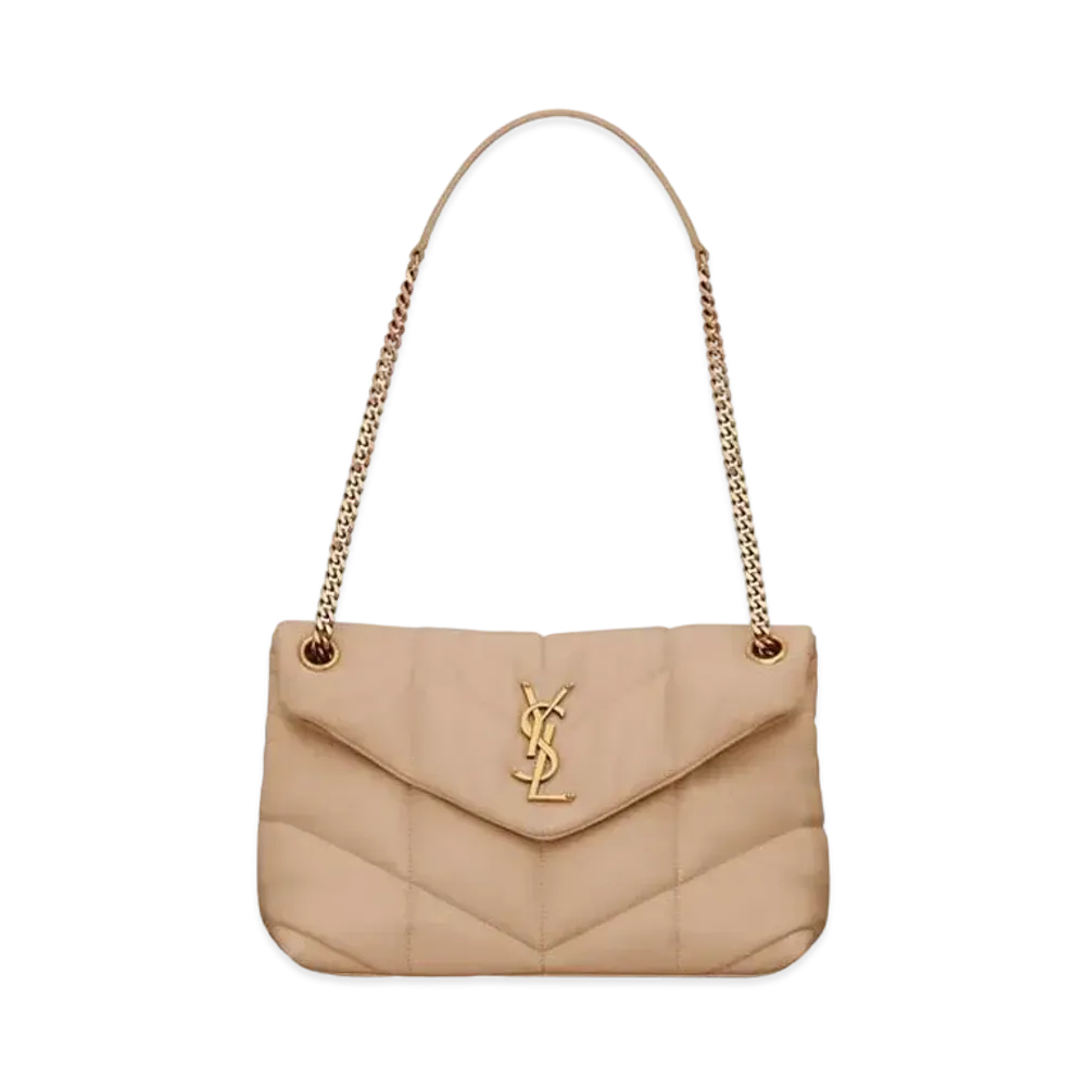 Saint Laurent Puffer Small Bag In Quilted Lambskin "Dark Beige"