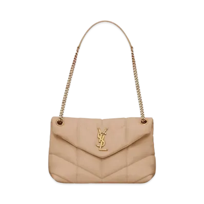 Saint Laurent Puffer Small Bag In Quilted Lambskin "Dark Beige"