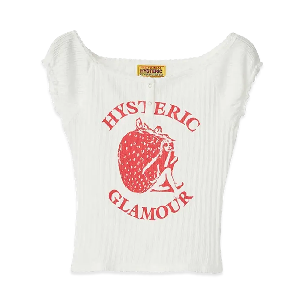 HYSTERIC GLAMOUR Women's Strawberry Freak Mini Tee "White"