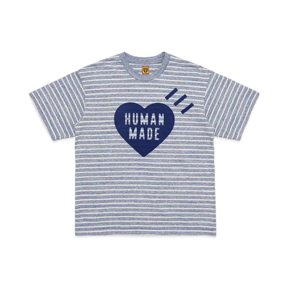 HUMAN MADE Striped Heart T-Shirt "Navy"
