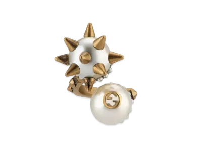 GUCCI Double Glass Pearl Ring