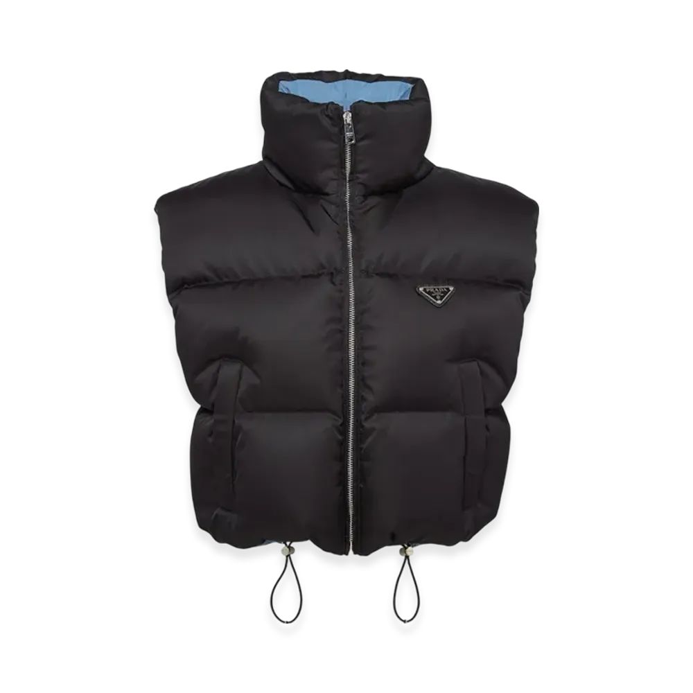 PRADA Women's Re-Nylon Cropped Down Vest "Black"