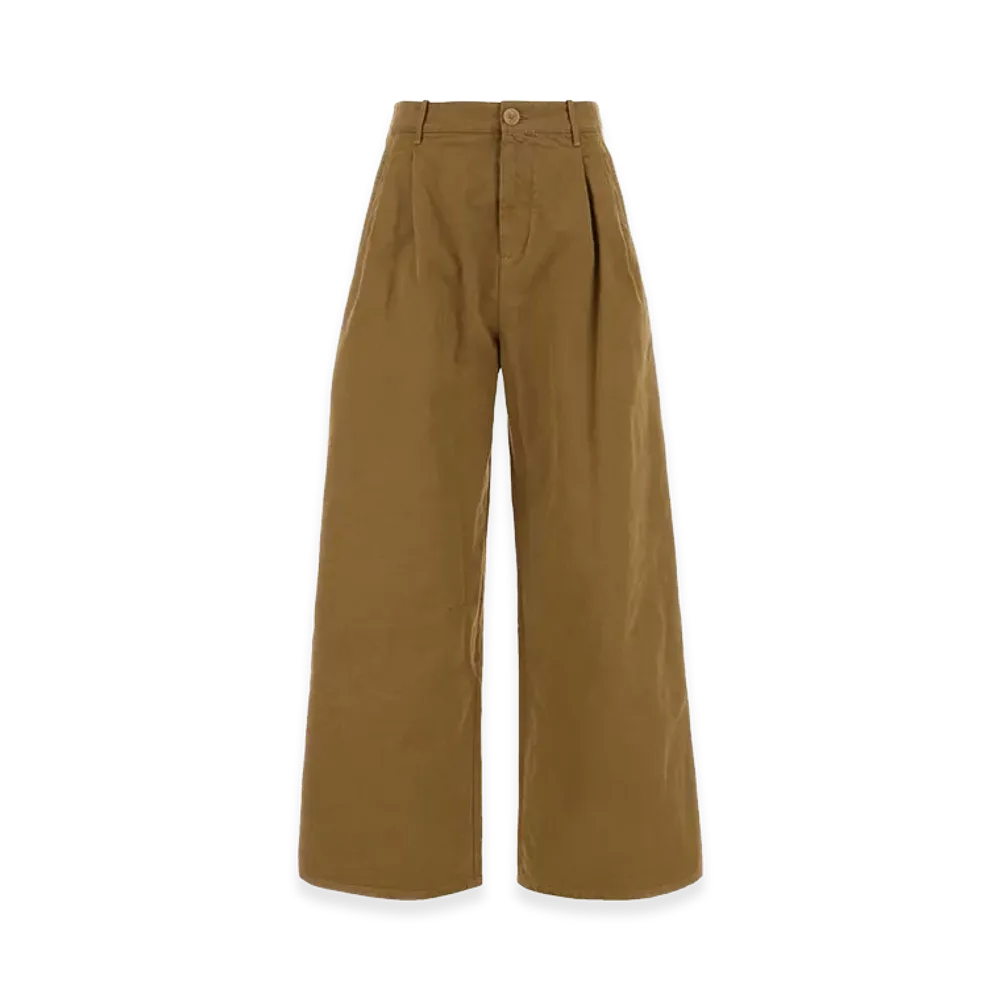 Jil Sander Women's Cotton Wide-Leg Pant "Beige/Camel"