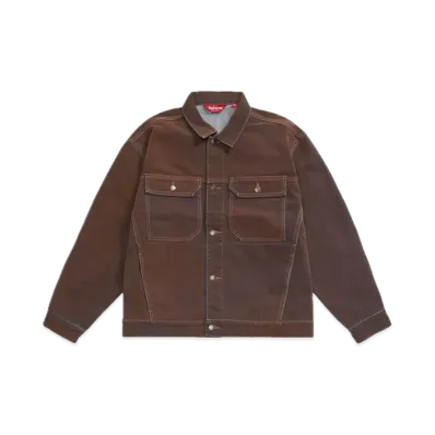 Supreme Flocked Denim Trucker Jacket "Brown"