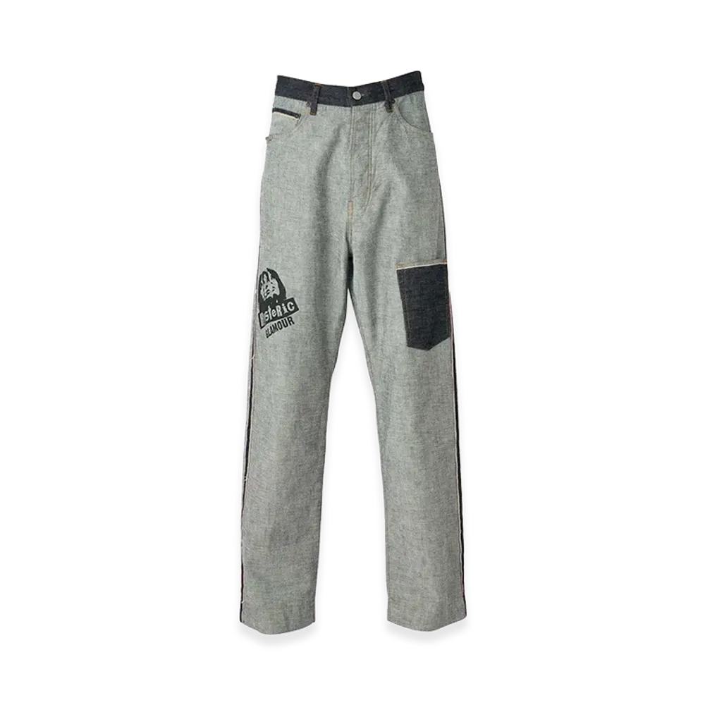 HYSTERIC GLAMOUR Multi Woman Inside Out Denim Pants "Light Indigo Blue"