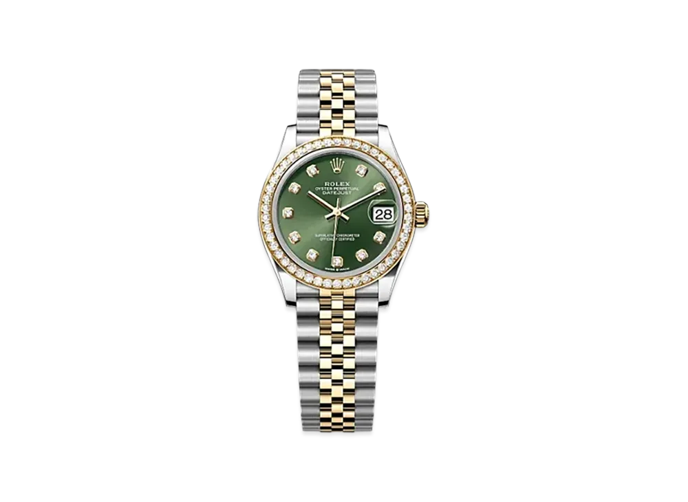 ROLEX Datejust 31mm Oystersteel & Yellow Gold Diamond 278383RBR "Olive Green"