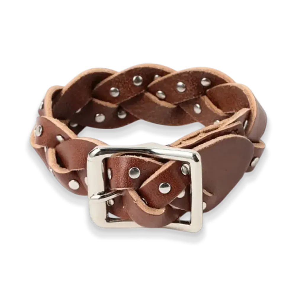 BEAMS FUTURE ARCHIVE Leather Studs Bangle "Brown"