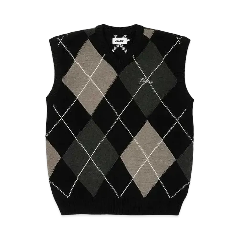 PALACE Argyle Knit Vest "Black/Grey"