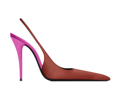 Saint Laurent Women's Two-Tone Satin Deroche Pumps "Red"