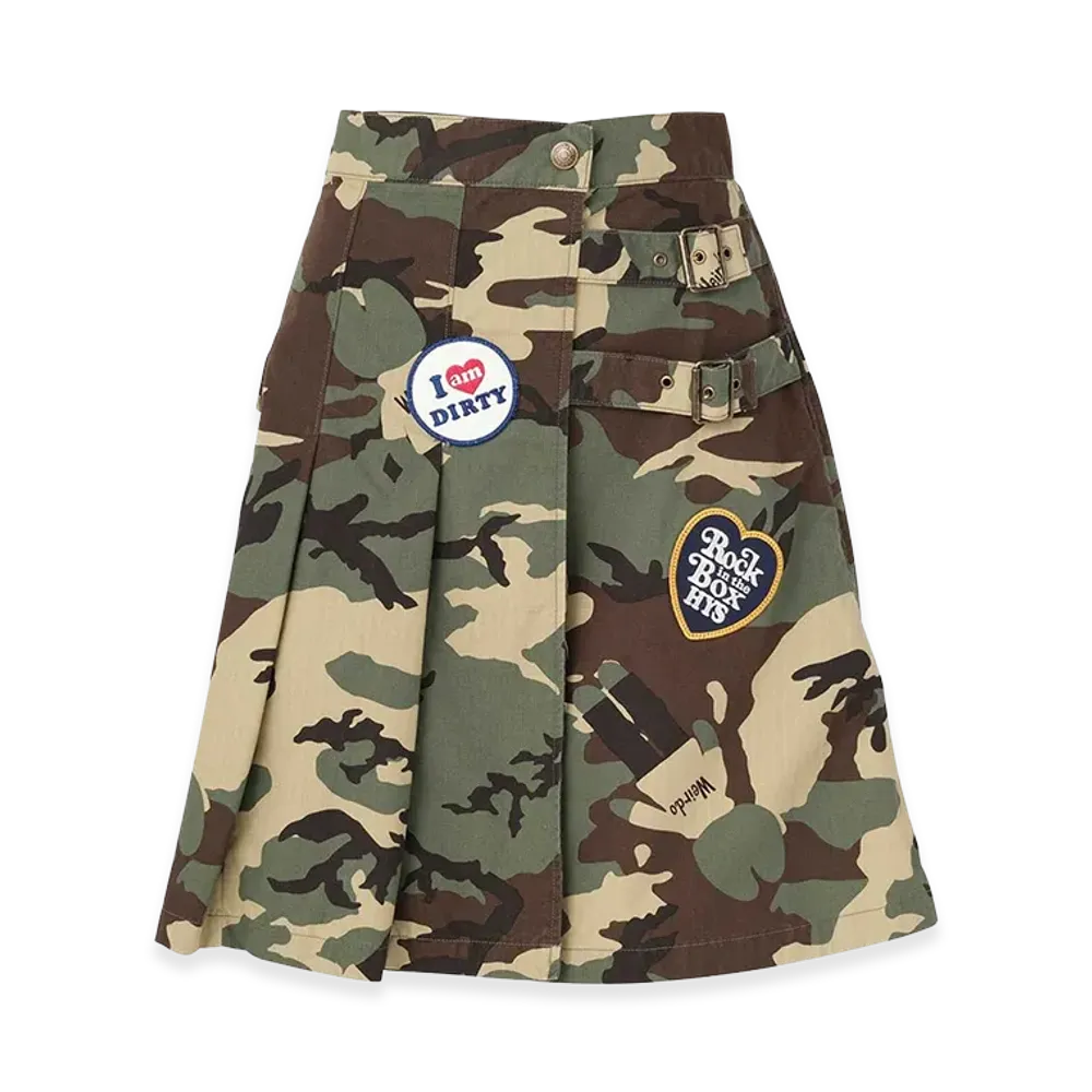 HYSTERIC GLAMOUR Women's Military Pleated Wrap Skirt "Khaki"