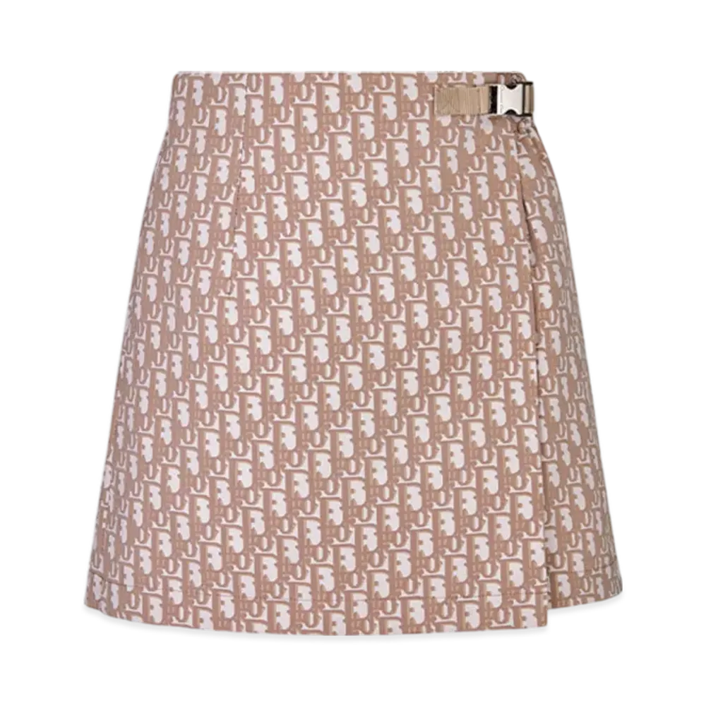 Dior Women's Skort Technical Taffeta Jacquard Oblique Motif "Pink"