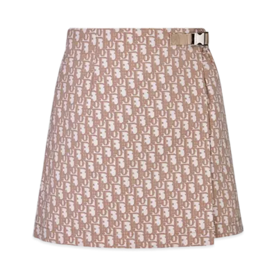 Dior Women's Skort Technical Taffeta Jacquard Oblique Motif "Pink"