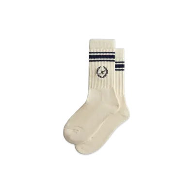 Kith Striped Script Laurel Kith Logo Sock "Sandrift"
