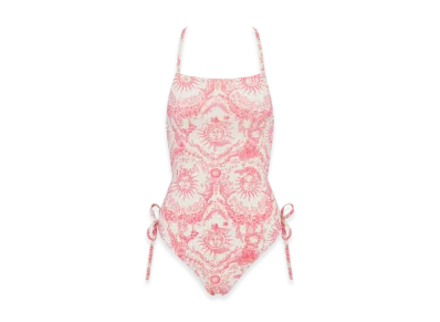Dior Women's Technical Fabric with Toile De Jouy Soleil Motif Dioriviera One Piece Swimsuit "White/Candy Pink"