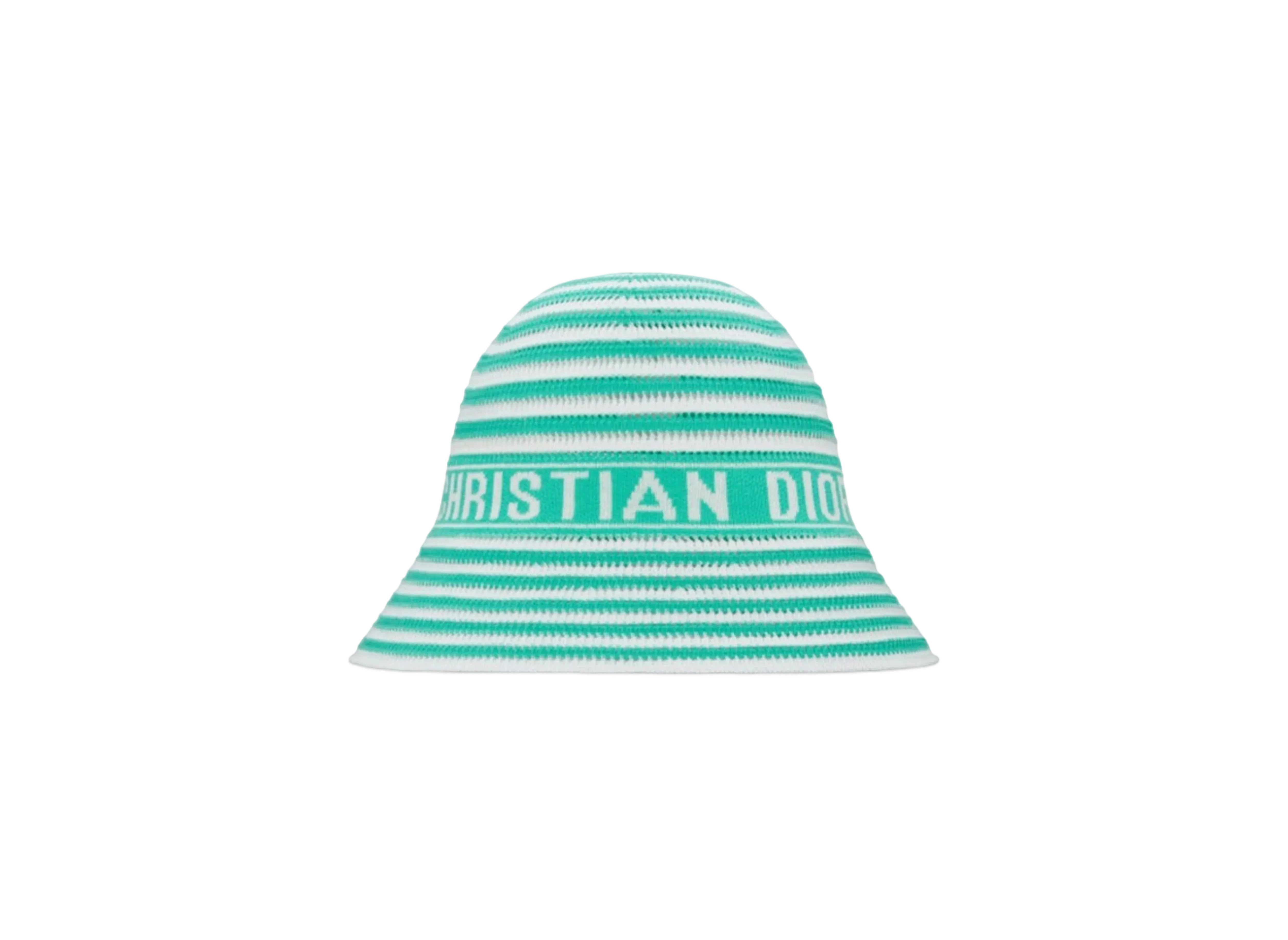 Dior Dioriviera D-Tulipe Small Brim Cloche Cotton-Blend Knit "Aquamarina/White"
