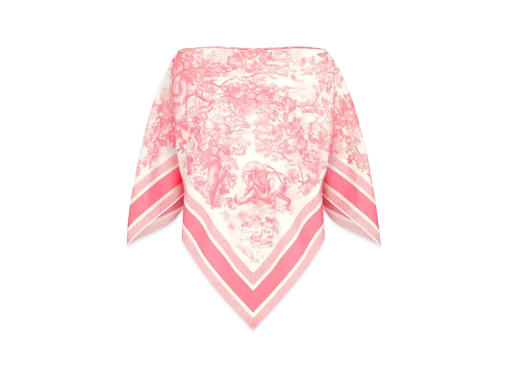 Dior Dioriviera Toile de Jouy Sauvage Dior Silk Top Silk Twill "White/Candy Pink"