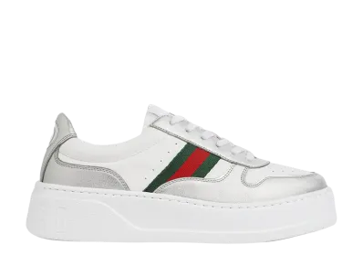 GUCCI Women's Chunky Sneaker "Silver Metallic Leather"