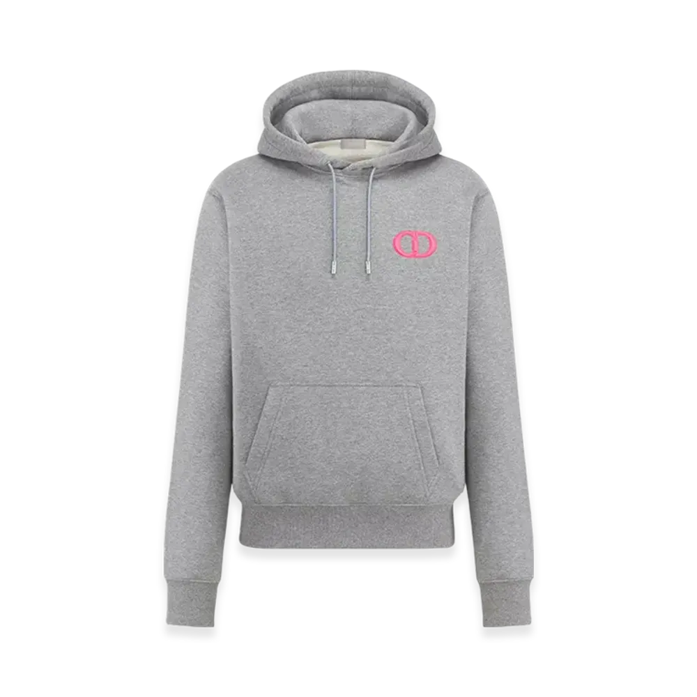 Dior Cotton Fleece CD Icon Hooded Sweatshirt "Gray"