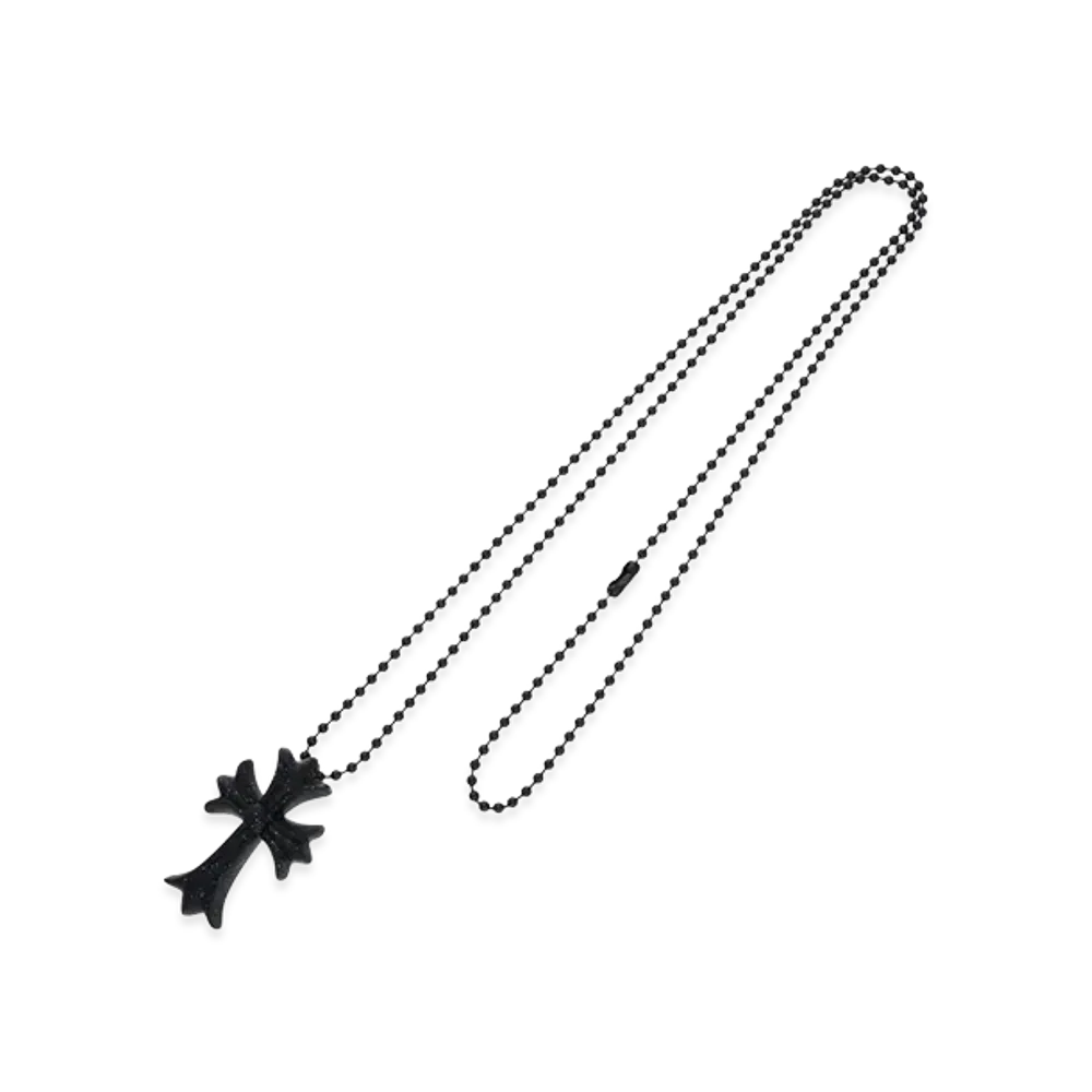 Chrome Hearts Rubber Small CH Cross Silicon Necklace "Black/Lame"