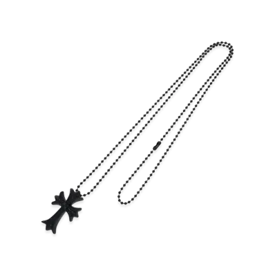 Chrome Hearts Rubber Small CH Cross Silicon Necklace "Black/Lame"
