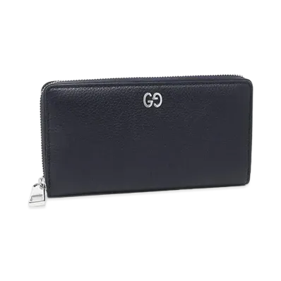 GUCCI Leather Zip Around Wallet "Navy"