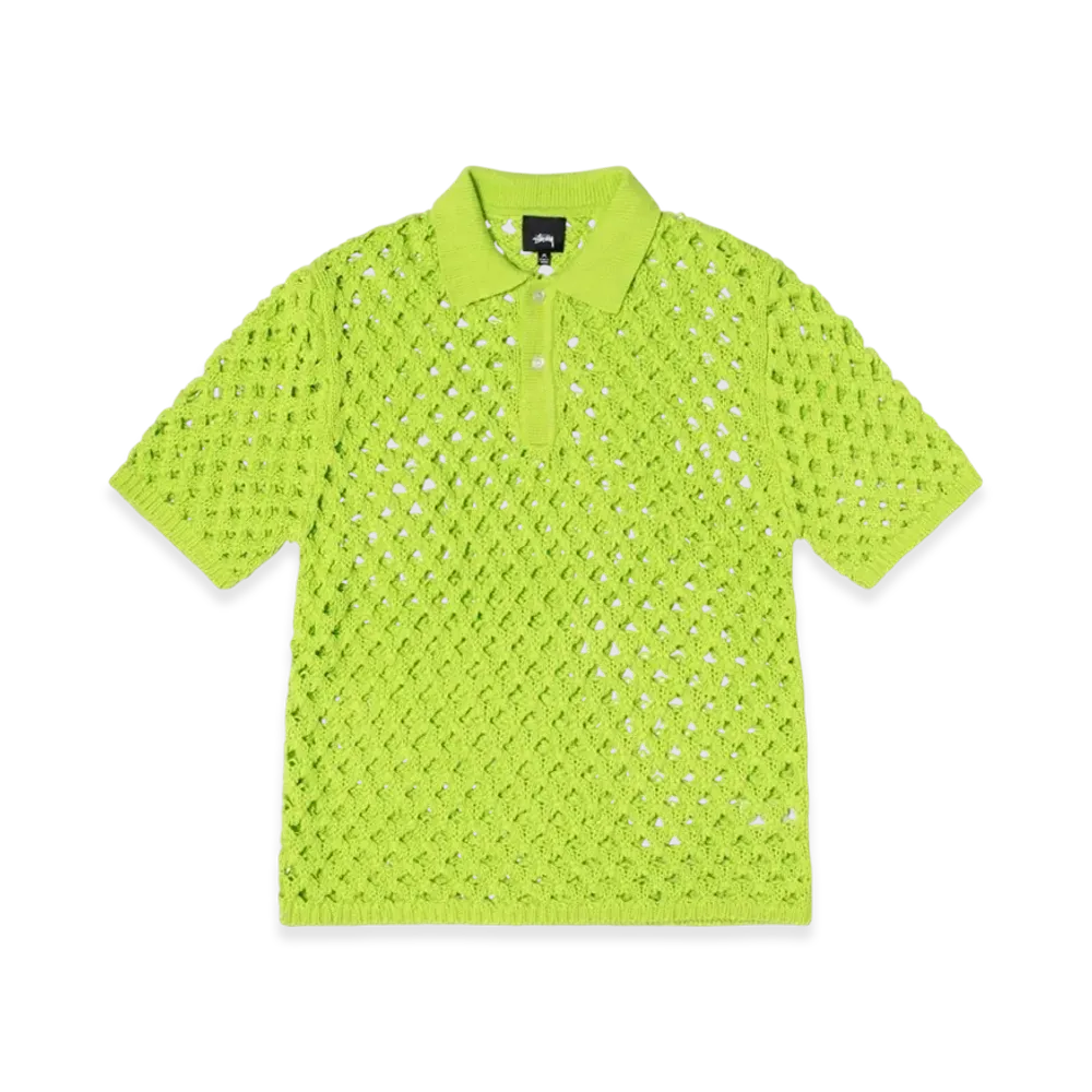Stussy Big Mesh Polo Sweater "Lime"