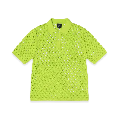 Stussy Big Mesh Polo Sweater "Lime"