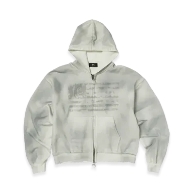 THUG CLUB Dirty Washed Old Glory Zip-Up Hoodie "White"