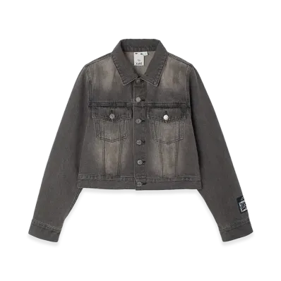 X-Girl Women's Faded Face Label Compact Denim Jacket "Black"