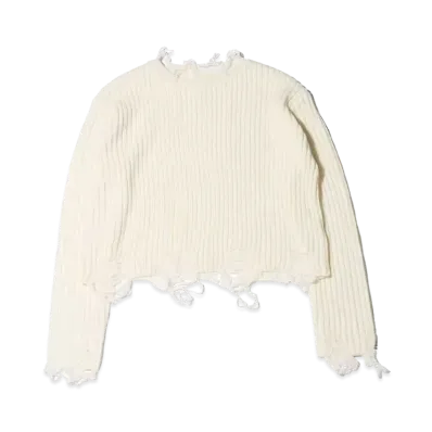 atmos pink Tantake Damage Knit Pullover "White"