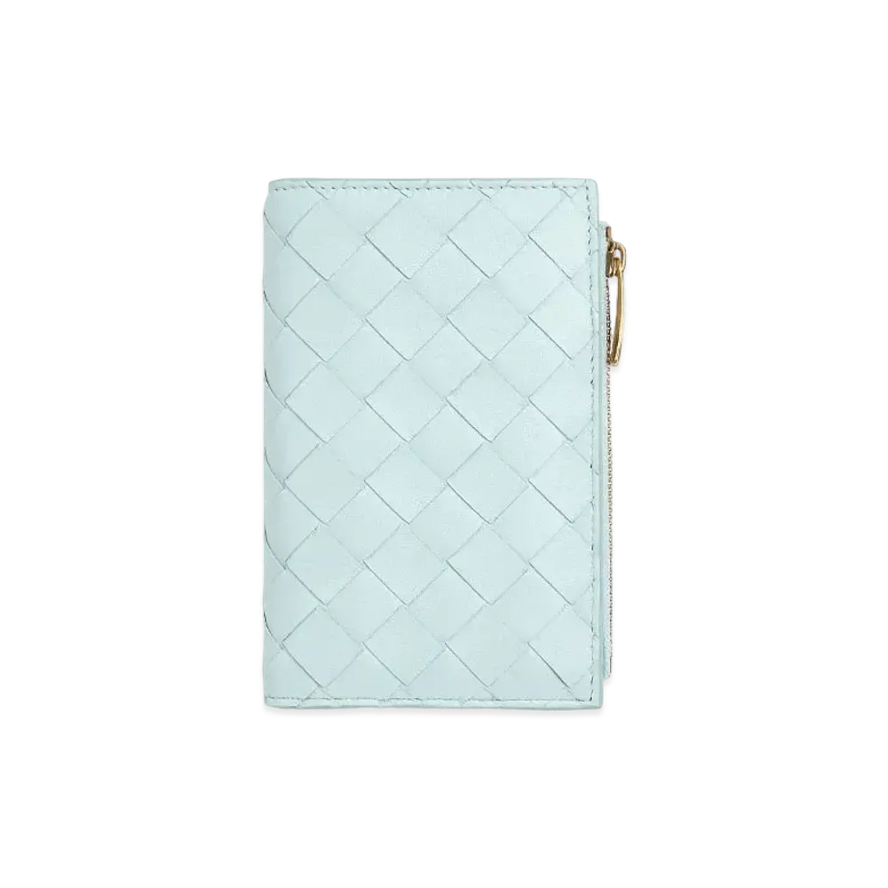 Bottega Veneta Bifold Zip Wallet "Teal Washed"