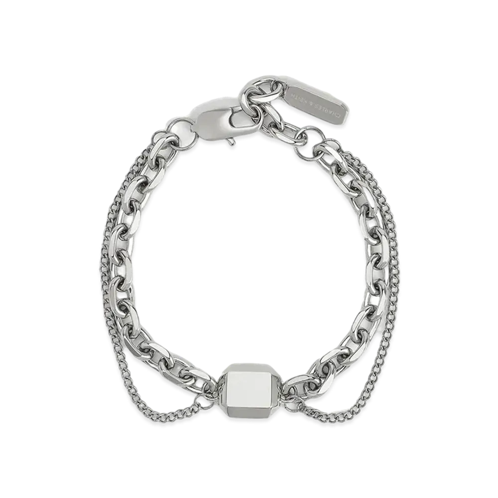 CHARLES & KEITH Kizia Double Chain Link Bracelet "Silver"