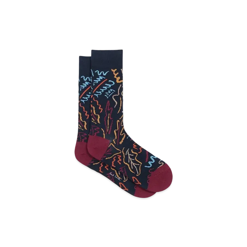 Paul Smith Chicory Leaves Casual Socks "Navy"