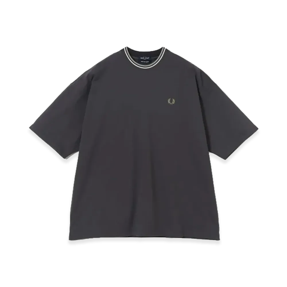 BEAMS x FRED PERRY Exclusive Oversized Tipped Pique T-shirt "Anchor Grey"