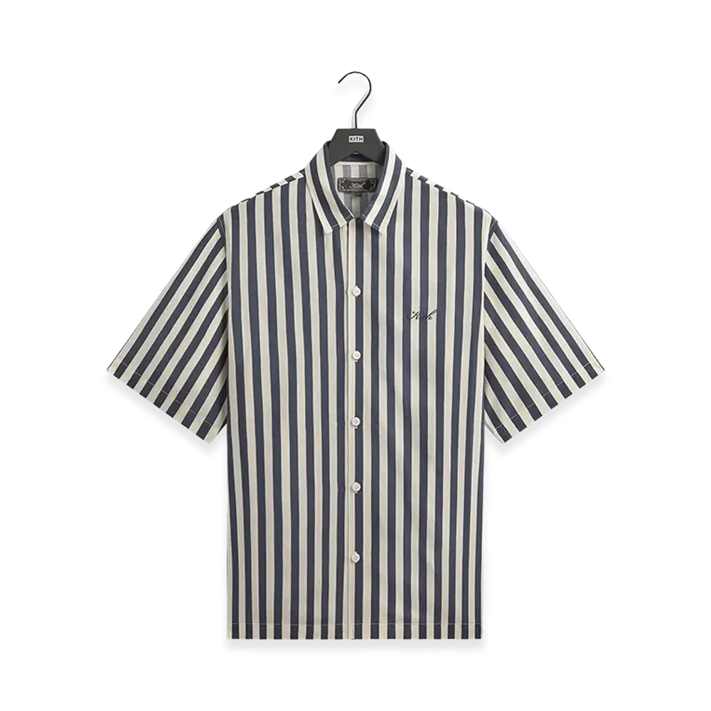 Kith Striped Thompson Camp Collar Shirt "Nocturnal"