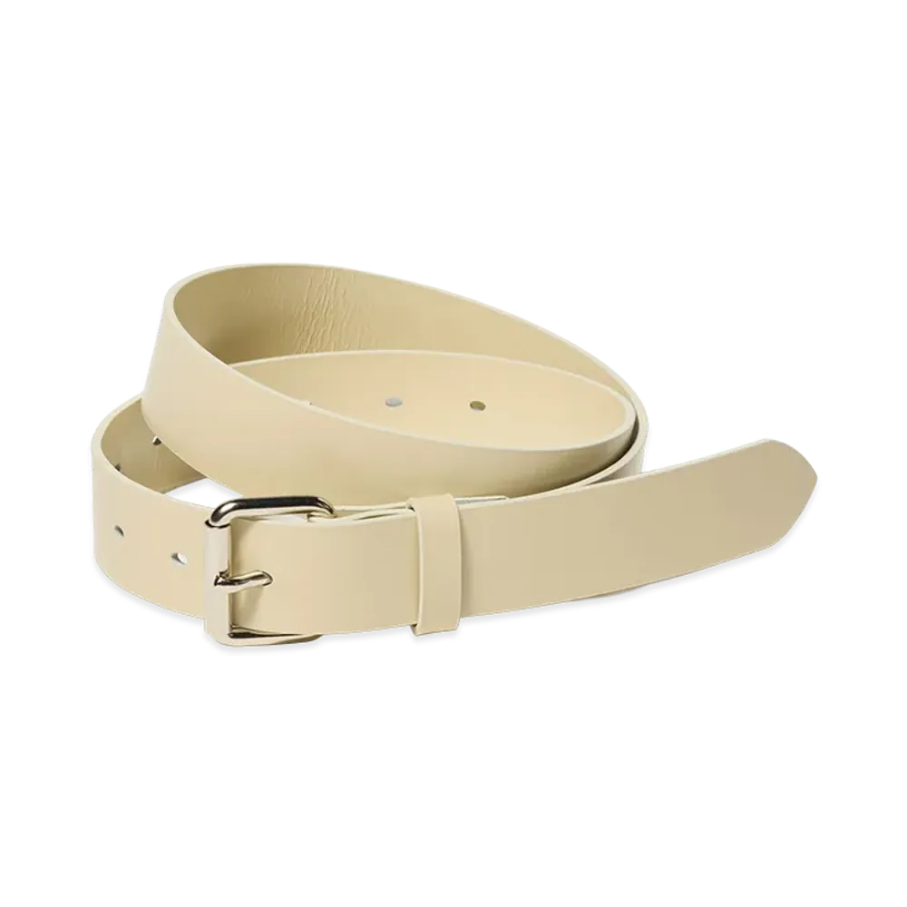 AURALEE Women's Glazed Leather Roller Buckle Belt "Light Beige"