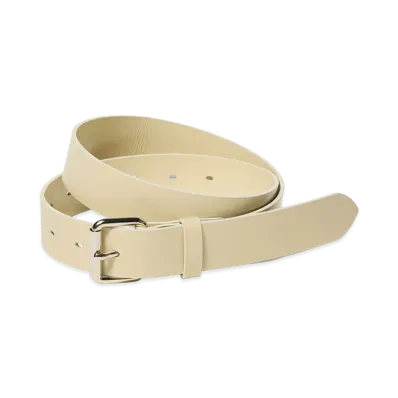 AURALEE Women's Glazed Leather Roller Buckle Belt "Light Beige"