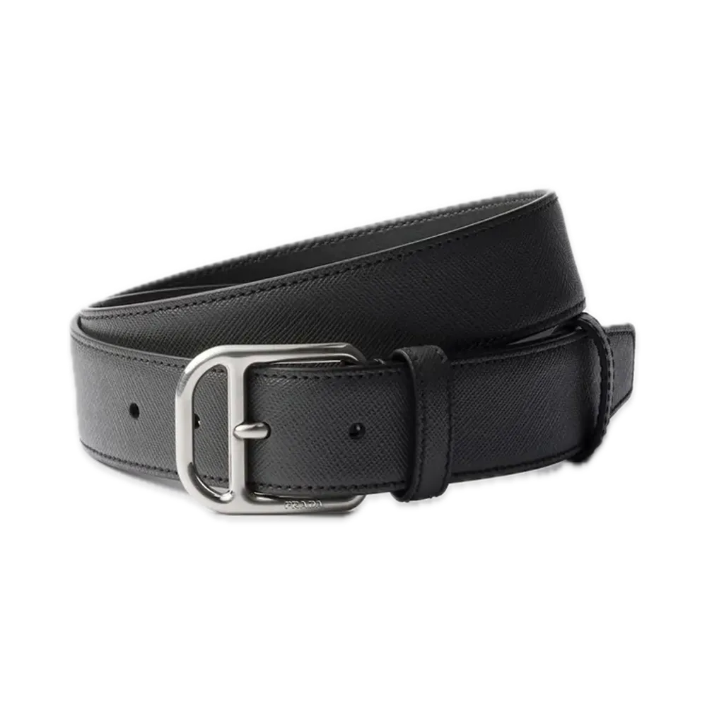 PRADA Saffiano Leather Belt "Dark Gray"